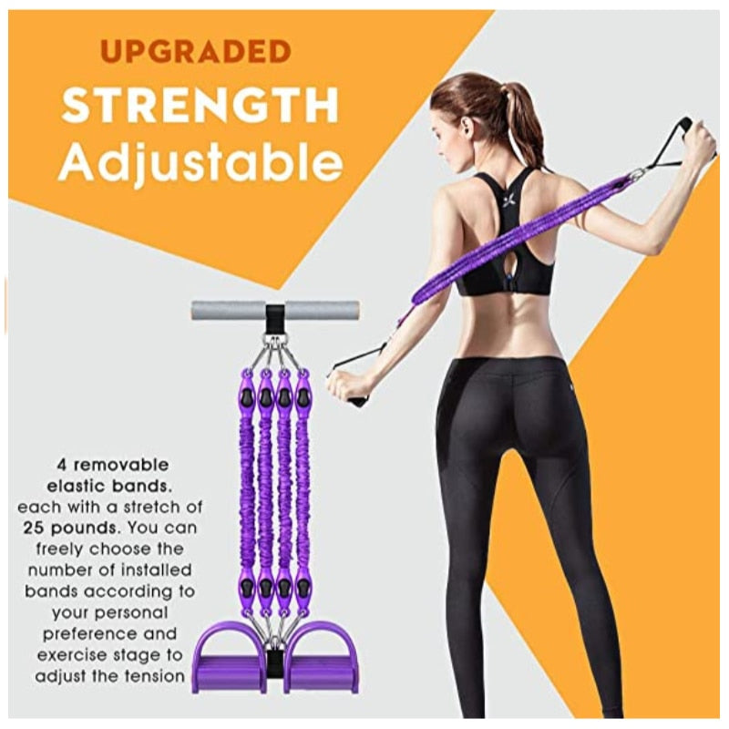 Multifunction Fitness Pedal Exerciser with Elastic Resistance Rope