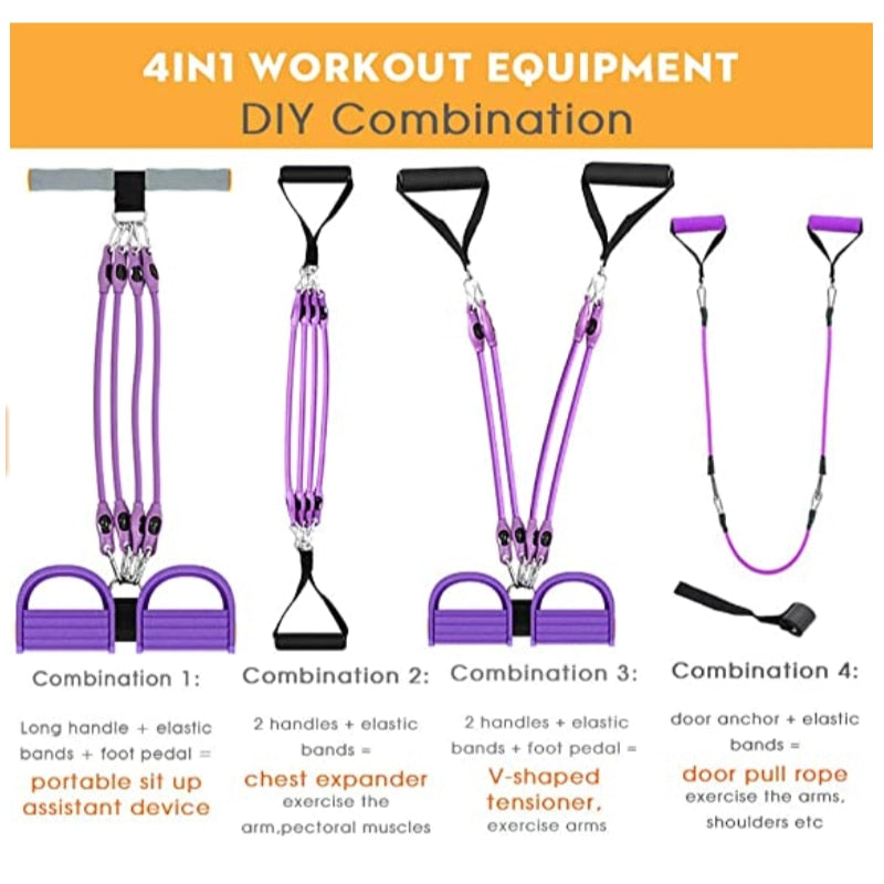Multifunction Fitness Pedal Exerciser with Elastic Resistance Rope