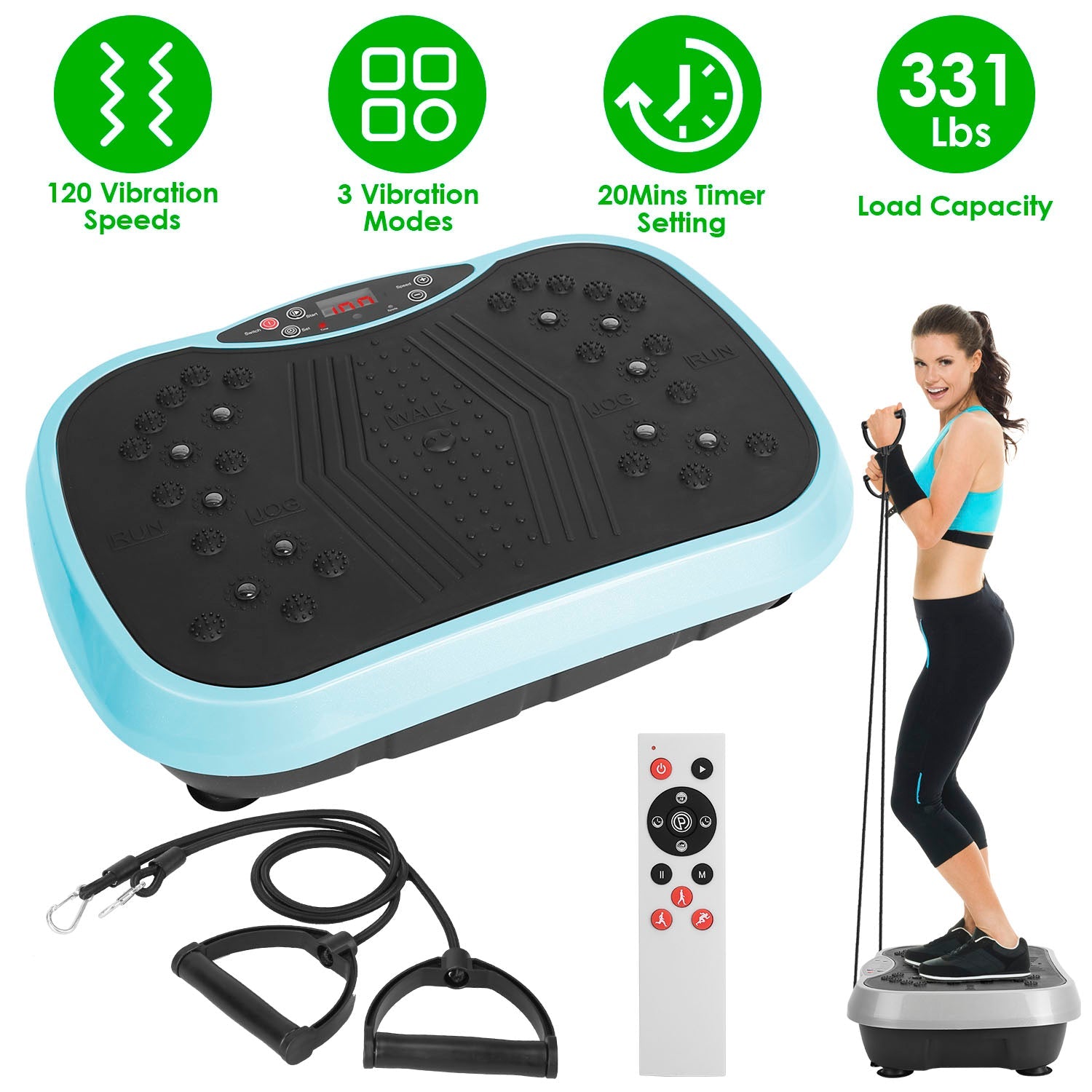Vibration Exercise Machine with Resistance Bands Remote Control