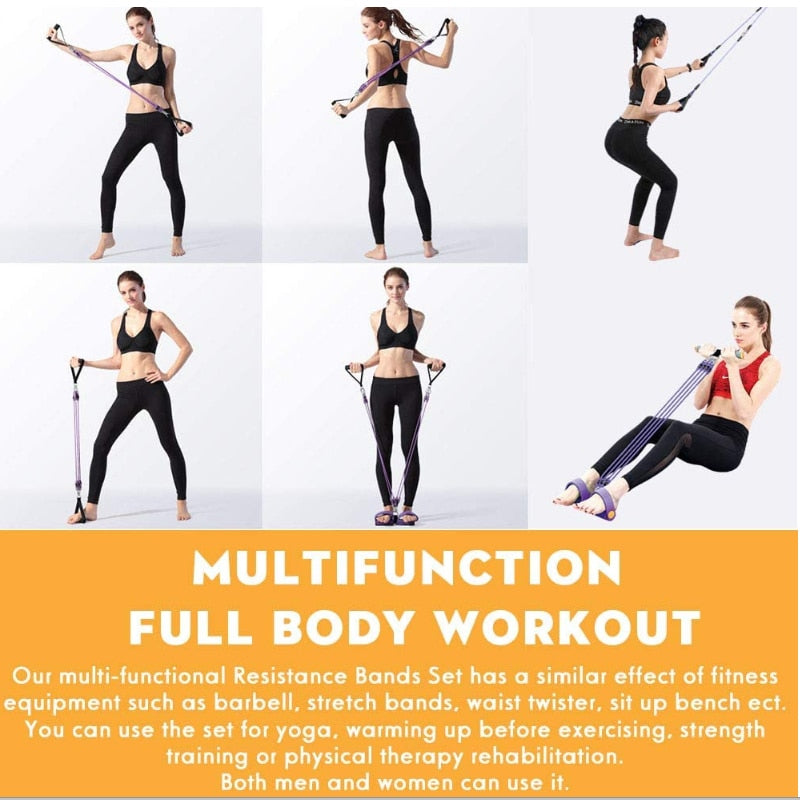 Multifunction Fitness Pedal Exerciser with Elastic Resistance Rope