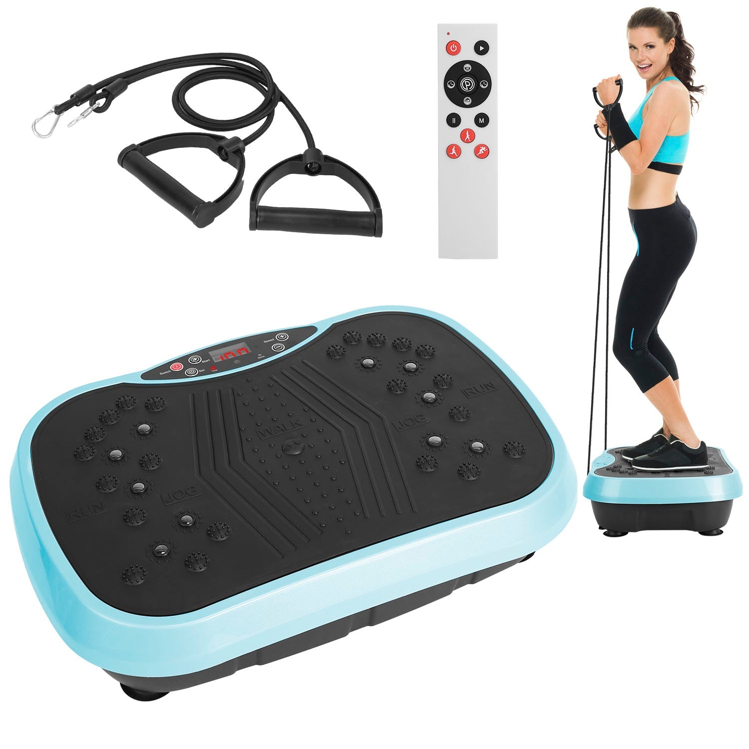 Vibration Exercise Machine with Resistance Bands Remote Control