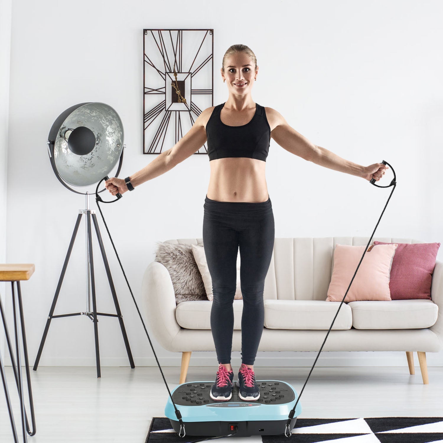 Vibration Exercise Machine with Resistance Bands Remote Control