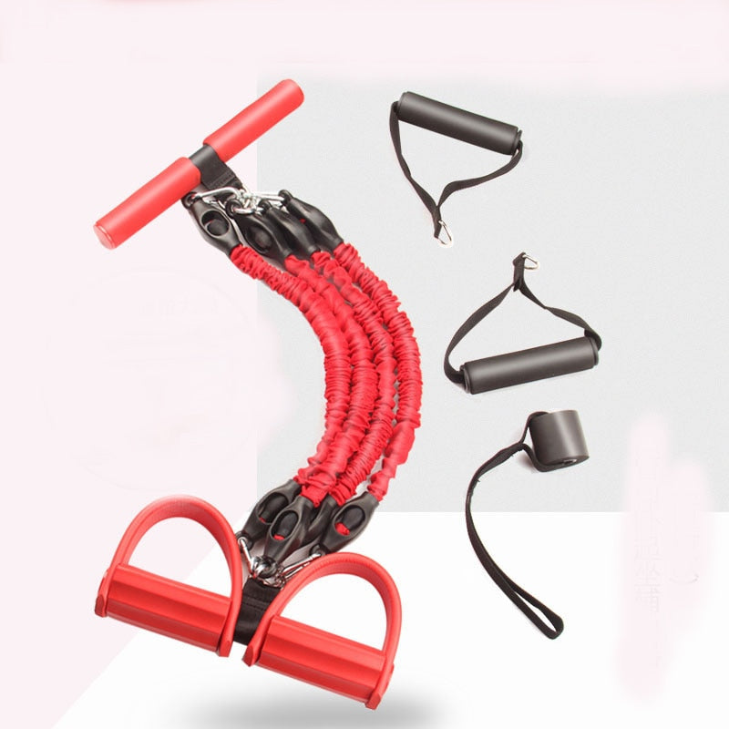 Multifunction Fitness Pedal Exerciser with Elastic Resistance Rope