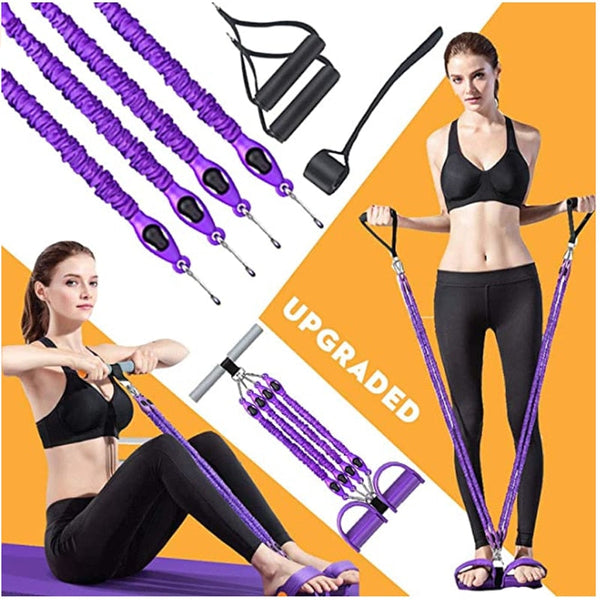 Multifunction Fitness Pedal Exerciser with Elastic Resistance Rope