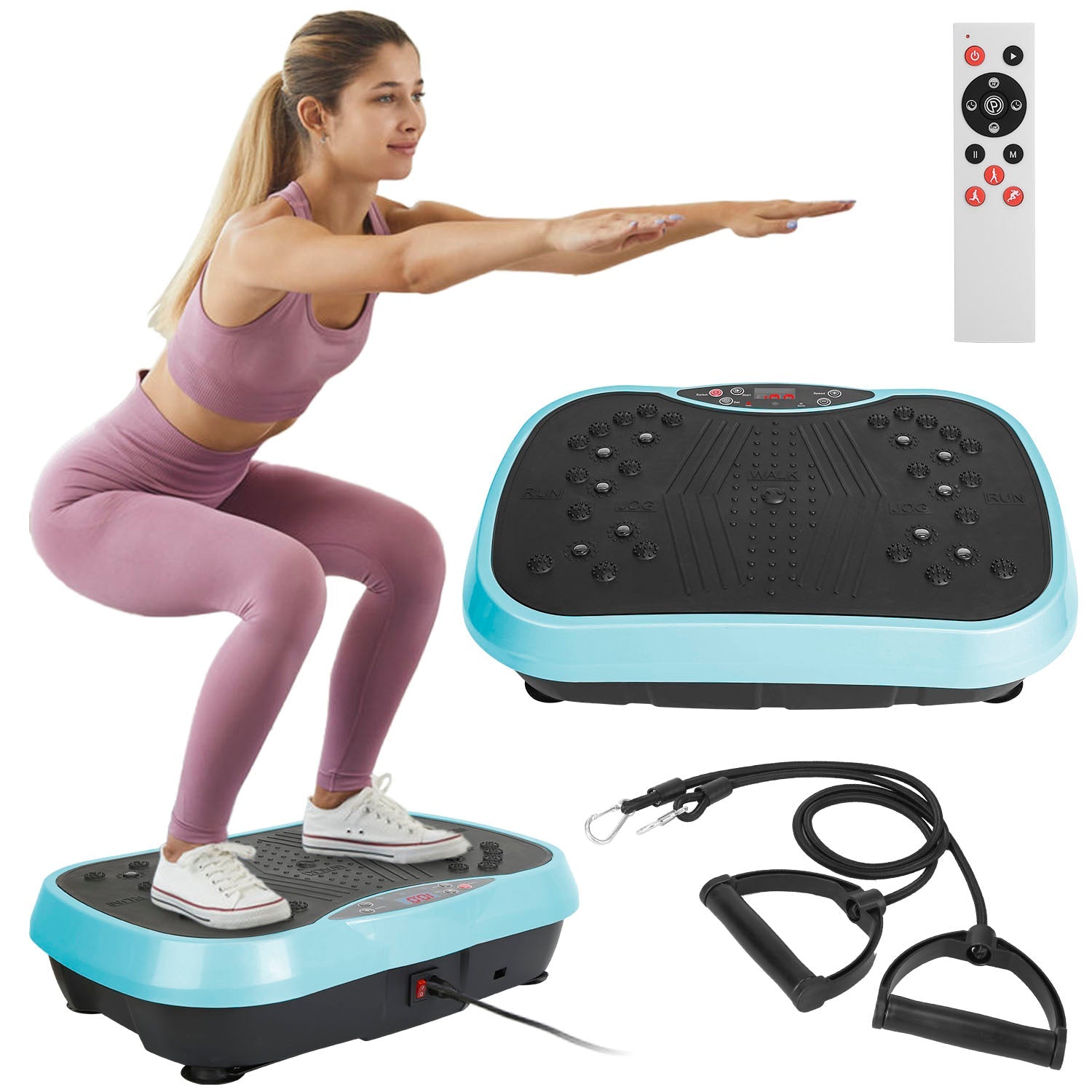 Vibration Exercise Machine with Resistance Bands Remote Control